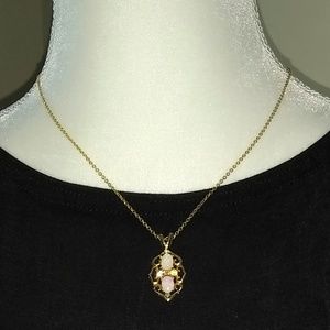 18" Long Costume Double Opal Stones Necklace